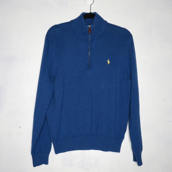 Polo Ralph Lauren Other - Polo Ralph Lauren Mens Blue Cotton Half Zip Sweater Size L